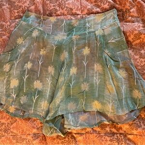 100% SILK Green Skirt Shorts